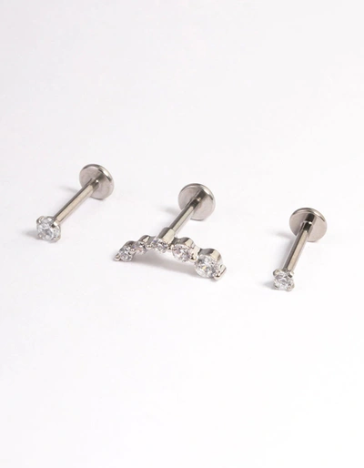 Lovisa Surgical Steel Cubic Zirconia Crawler Flatback 3-pack In Multi