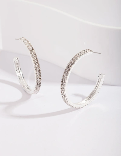 Lovisa Double Row Diamante Hoop Earrings In Multi