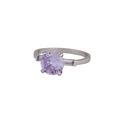 Lovisa Rhodium Round Stone Purple Cubic Zirconia Ring In Multi