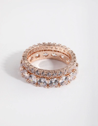 Lovisa Rose Gold Double Band Set Ring In Multi
