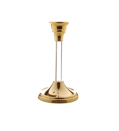 Classic Touch Decor Gold Candlestick With Acrylic Stem - 7.25"h