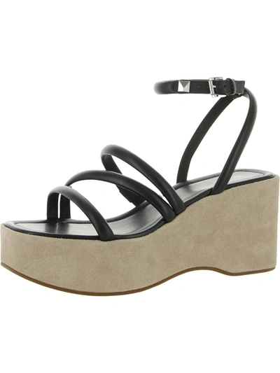 Michael Michael Kors Hazel Womens Leather Strappy Wedge Sandals In Black