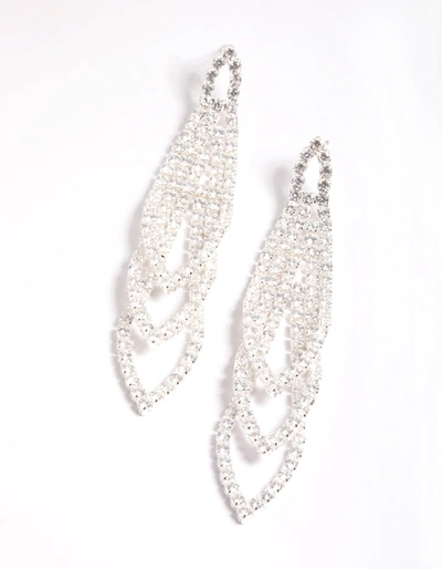 Lovisa Cubic Zirconia Graduated Loop Cupchain Earrings In Silver