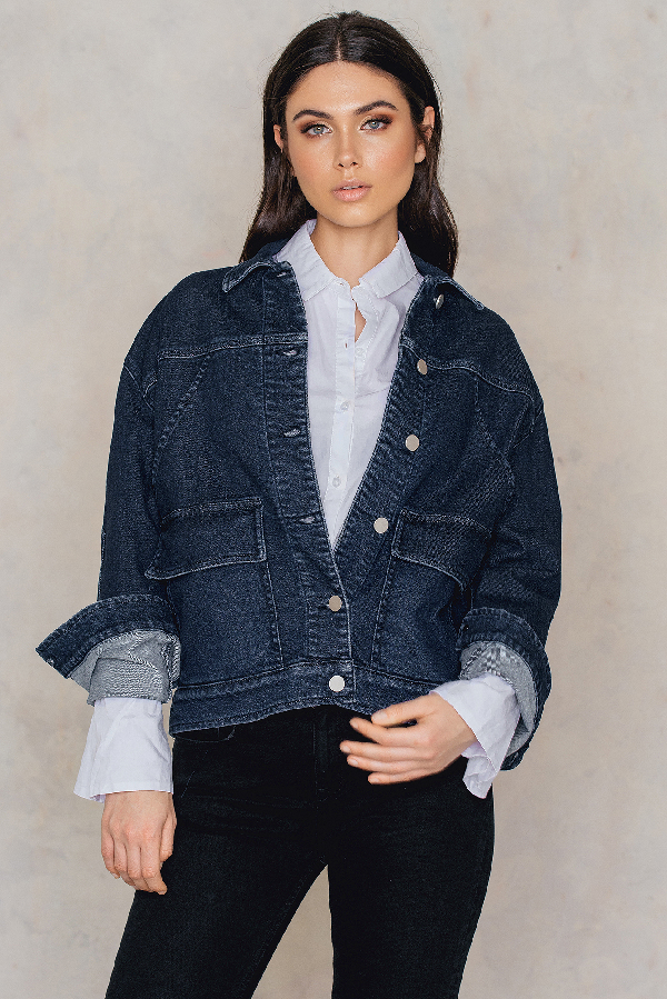dark blue oversized denim jacket