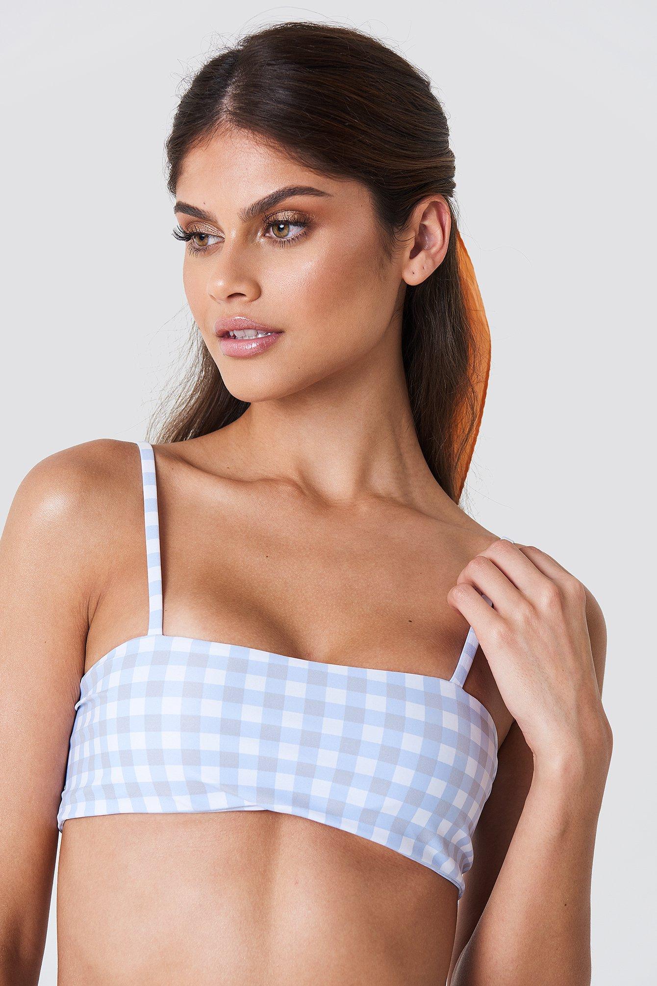 checkered bandeau bikini
