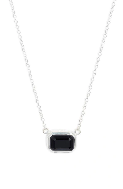 Anna Beck Small Rectangular Onyx Pendant Necklace In Silver/ Black Onyx