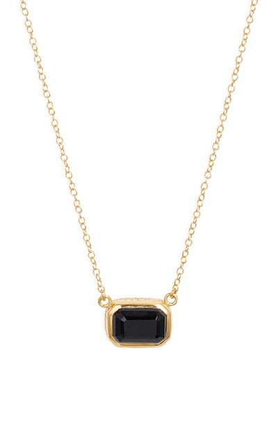 Anna Beck Small Rectangular Onyx Pendant Necklace In Gold/ Black Onyx