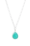 Anna Beck Large Amazonite Pendant Necklace In Silver/ Amazonite
