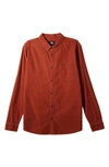 Quiksilver Smoke Trail Button-up Corduroy Shirt In Baked Clay