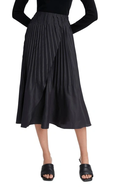 Vince Variegated Pleat Skirt In Black