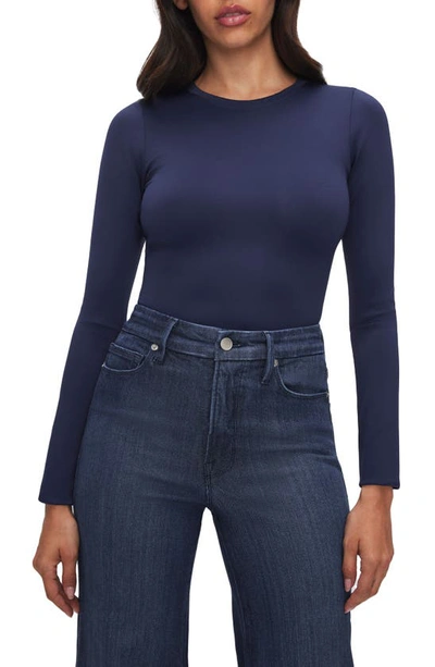 Good American Scuba Crewneck Bodysuit In Ink Blue003