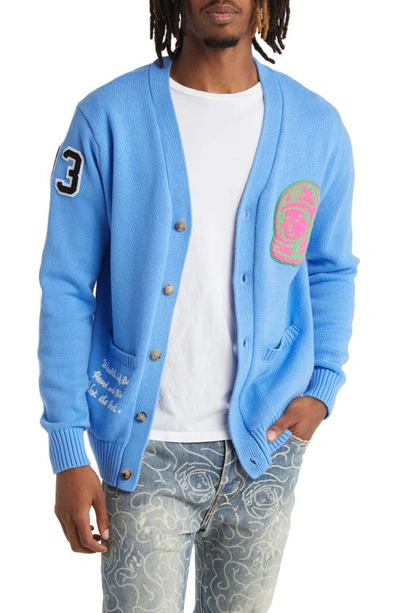 Billionaire Boys Club Hello Varsity Appliqued Cotton Cardigan In Provence ModeSens