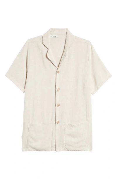 King + Lola Kids' Cotton & Linen Button-up Shirt In Tan