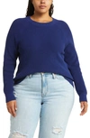 Treasure & Bond Cotton Thermal Stitch Sweater In Blue Beacon