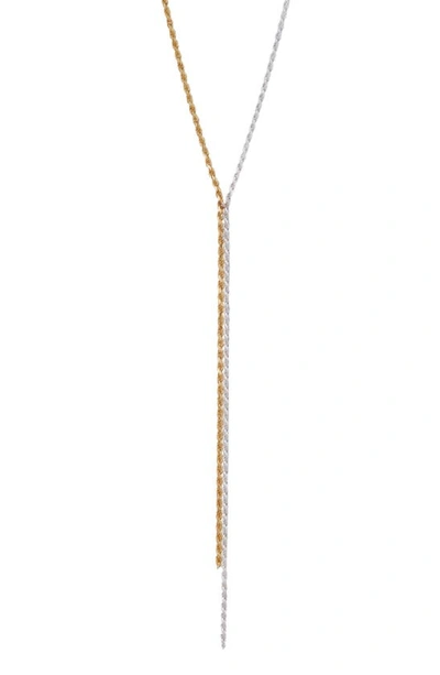 Argento Vivo Sterling Silver Two Tone Rope Chain Y-necklace In Gold/ Sil