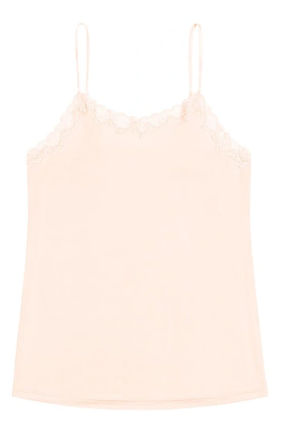 Uwila Warrior Soft Silk Lace Trim Camisole In Rose Quartz