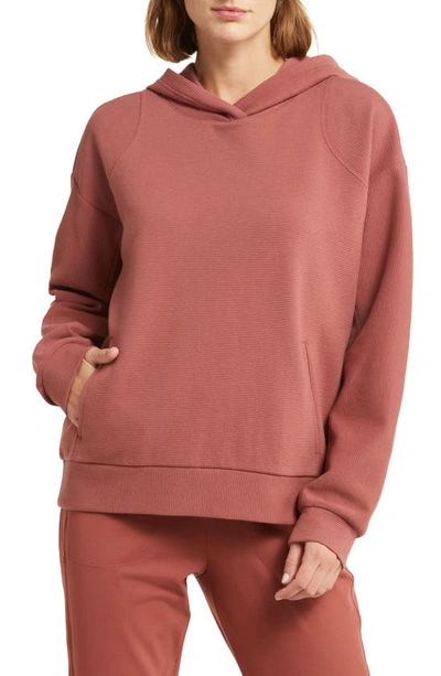 Zella Anya Ottoman Rib Hoodie In Red Jelly