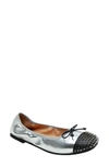 Lisa Vicky Bliss 2 Ballet Flat In Silver Black