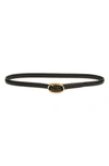 Saint Laurent Logo Buckle Leather Belt In Black/ Gold