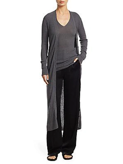 Vince Cashmere Long Cardigan In Shadow