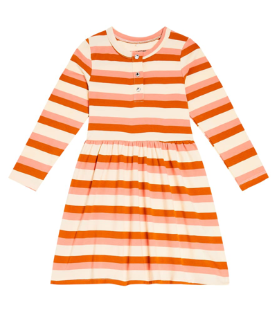 Mini Rodini Kids' Striped Cotton-blend Dress In Orange