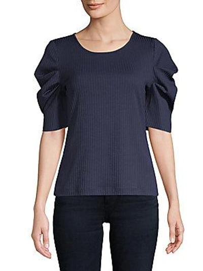 Vince Camuto Textured Draped-sleeve Top In Night Sky