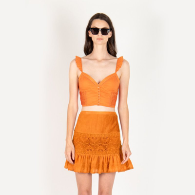 Secret Mission La Perla Pleated Lace Skirt In Clay