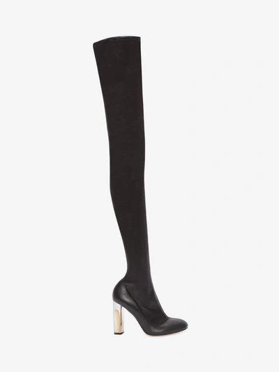 Alexander Mcqueen Black Stretch Leather Over-the-knee Boots