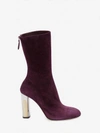 Alexander Mcqueen Sculpted Heel Fitted Boots In Deep Purple