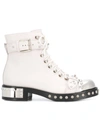 Alexander Mcqueen Hobnail Studded Leather Ankle Boots In White
