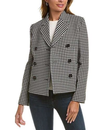 Michael Kors Collection Dogtooth Wool Cropped Jacket In Black