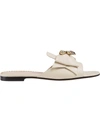Gucci Leather Slide With Bow In White