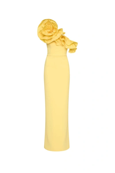Rebecca Vallance Chloe Ruffled Gown In Yellow