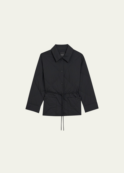 Theory Quilted Jacket In Water-resistant Nylon In Black
