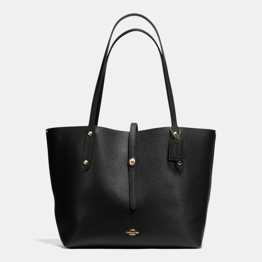 Coach Market Leather Tote In Black | ModeSens