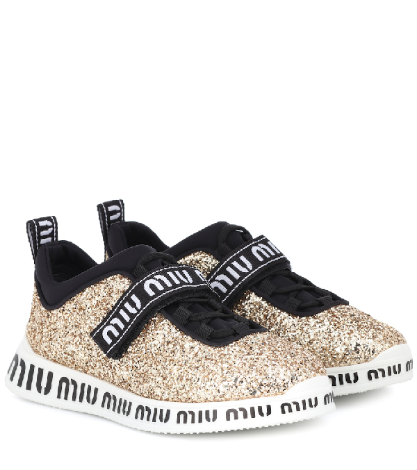 miu miu gold glitter sneakers