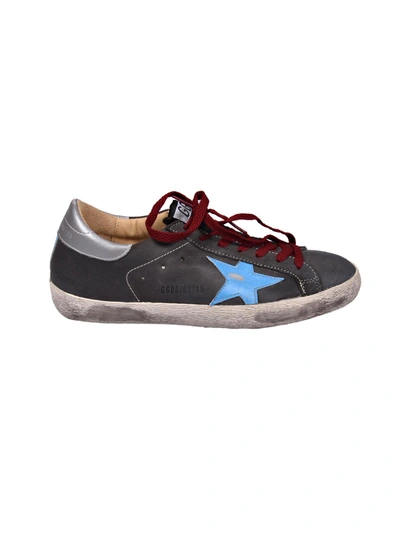 Golden Goose Sneakers Superstar In Anthracite-blue Fluo-bordeaux Laces