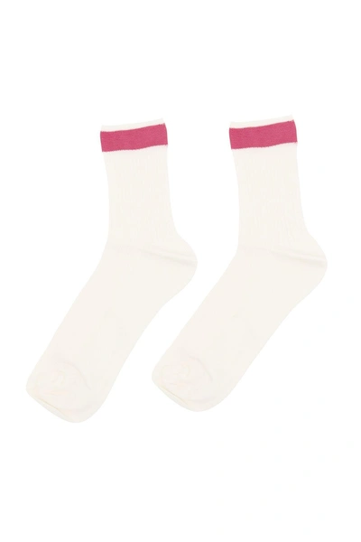 Valentino Bicolor Socks In Shadow Pink (white)