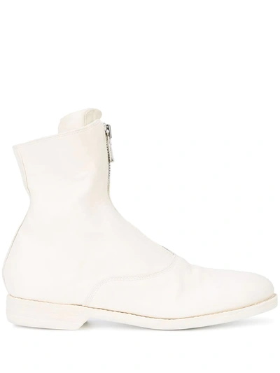 Guidi Front-zipped Fitted Boots In White