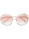 Chloé Carlina Chain Round-frame Sunglasses In White