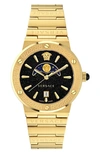 Versace Men's Greca Logo Moonphase Ip Yellow Gold Stainless Steel Bracelet Watch/38mm In Gold Black