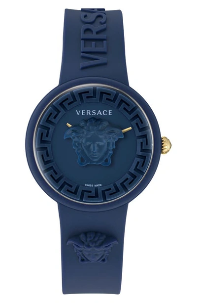 Versace Medusa Pop Silicone Watch, 39mm In Navy