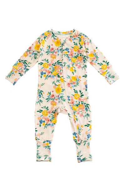 Loulou Lollipop Babies' Print Convertible Footie Pajamas In Beige/ Floral Multi Colour