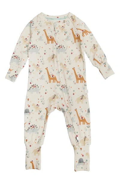 Loulou Lollipop Babies' Print Convertible Footie Pajamas In Beige/ Animal Multi