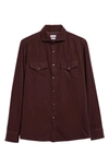 Brunello Cucinelli Easy Fit Cotton Corduroy Western Shirt In Violet