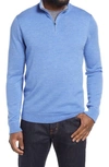 Nordstrom Washable Merino Quarter Zip Sweater In Blue Melange