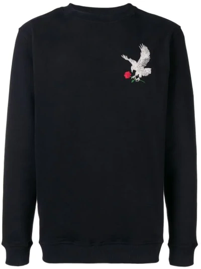 Intoxicated Eagle Embroidered Sweatshirt In Black
