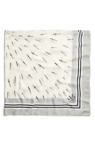 Rag & Bone Dagger Print Large Scarf In White