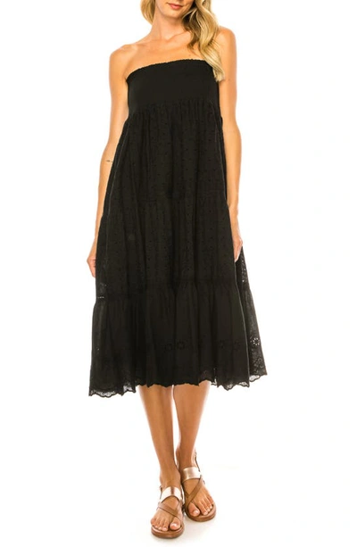 A Collective Story Smocked Cotton Eyelet Convertible Maxi Skirt In Black