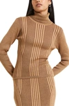 French Connection Mari Rib Stitch Turtleneck Sweater In Tobacco Brown
